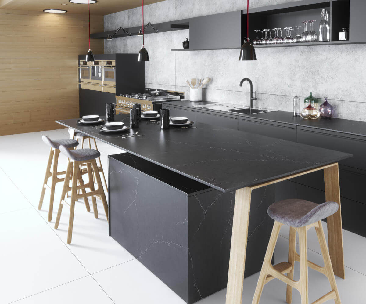 Bordsskiva i Charcoal Soapstone
